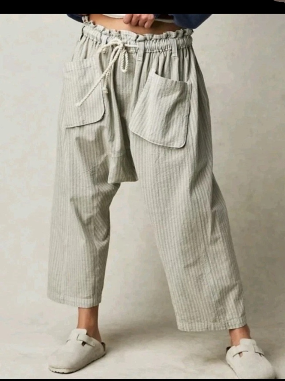 Free People Runyon Sky Blue Stripe Harem Drawstring Pants